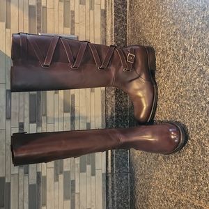 FRYE Brown leather tall riding boots